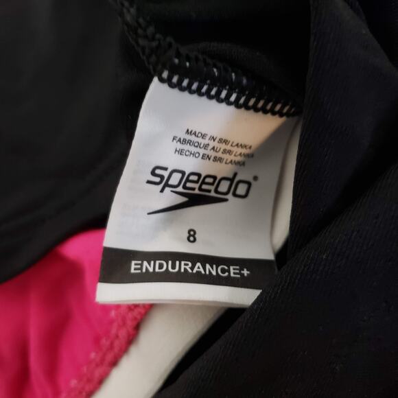 NEW!! Speedo Fit SIZE 8 Black Pink Sport Tankini Top Built Bra Endurance 7723132 - Picture 8 of 14